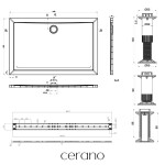 CERANO - Sprchová vanička obdĺžniková Brio - SMC/minerálny kompozit - štruktúrovaná biela - 140x90x4 + 2x čelný panel + nožičky CER-562236