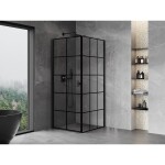 MEXEN/S - Mist-B sprchovací kút dvere krídlové ľavá 100 x 100, čierna kratka, čierna 8A2T-100-100-70-77-L
