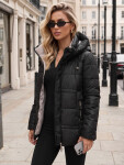 Dámska zimná prešívaná bunda s kapucňou, čierna, FashionStreet TY5950 L