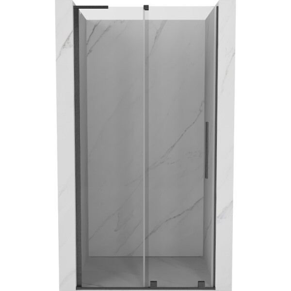 MEXEN/S - Velar L posuvné sprchové dvere 110, transparent, grafit kartáčovaná 871-110-003-01-66