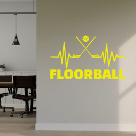 Veselá Stena Samolepka Floorball Farba: žlutá, Veľkosť: 40 x 23 cm