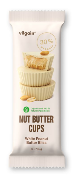 Vilgain Nut Butter Cups BIO – Arašidové maslo v bielej čokoláde 39 g (3 x 13 g)