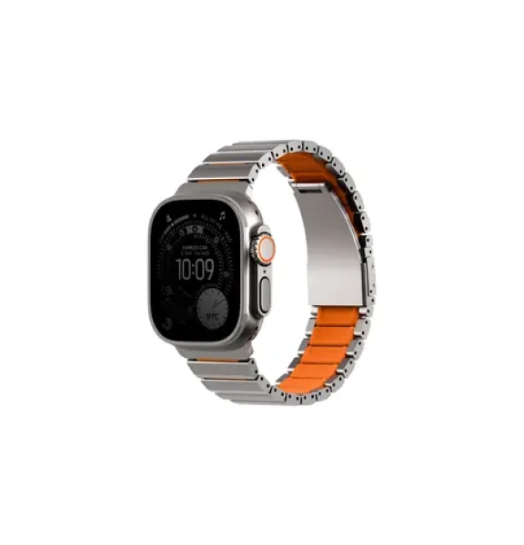 UNIQ Strova Flex remienok pre Apple Watch 49/46/45/44 mm, Titanium silver/Volt orange (8886463697825)