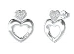 Guess Oceľové srdiečkové náušnice Crazy In Love JUBE05209JWRHT/U