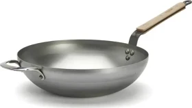 De Buyer Wok panvica Mineral B Bois / Oceľová / Drevená rukoväť / 32 cm (D-5717-32)