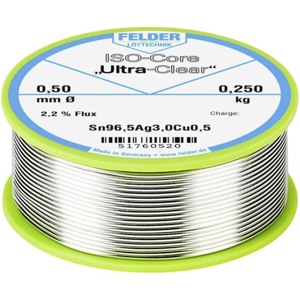 Felder ISO-Core Ultra Clear SAC305 spájkovací cín cievka Sn96,5Ag3Cu0,5 0.250 kg 0.5 mm; 51760520