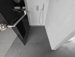 MEXEN/S - Kioto+ Sprchová zástena WALK-IN s poličkou a držiakom uterákov 110 x 200, grafit, nikel kartáčovaná 800-110-121-97-40