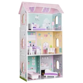 ECOTOYS Trojposchodový domček pre bábiky Jahodový