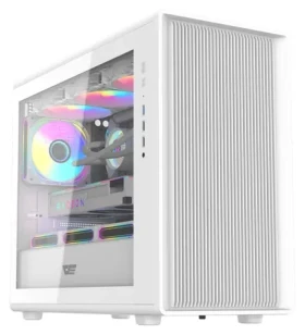 DarkFlash DB460M biela / mATX / bez ventilátorov / 3x USB-A / priehľadná bočnica / bez zdroja (DB460M White)