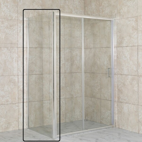 OLSEN SPA - Pevná stena RUTIS - FARBA rámu - Hliník leštený, Rozmer A - 80, Smer zatvárania - Univerzálny Ľavé / Pravé, Výplň - Číre bezpečnostné sklo - 6 mm OLBFIXGLA80CC