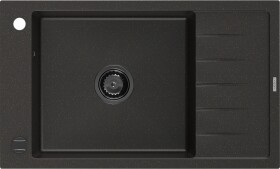 MEXEN/S MEXEN/S - Elias granitový drez 1 s odkvapkávačom 795 x 480 mm, čierna/zlatý metalik, + čierny sifón 6511791005-75-B