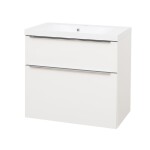 Mereo Mailo, kúpeľňová skrinka s umývadlom z liateho mramoru 81 cm, biela, elox AL madlo CN511MA