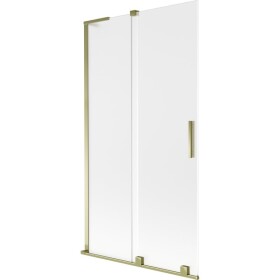 MEXEN/S - Velar L dvojkrídlová posuvná vaňová zástena 100 x 150, dekor, zlatá 896-100-003-31-50