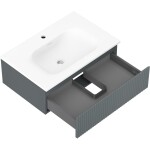 MEXEN/S - Rivel kúpeľňová skrinka 70 cm s umývadlom Vela, 1 šuplík, reliéf, grafit mat/biela mat 91A20-07023-1-BF66-W23M01