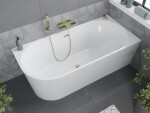 MEXEN/S - Mia vaňa voľne stojaca rohová pravá 150 x 75, biela, sifón a prepad zlatá 52691507500P-50