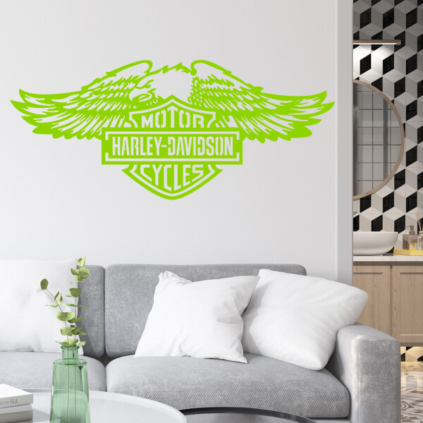 Veselá Stena Samolepka Harley Davidson orol Farba: zelená, Veľkosť: 100 x 43 cm