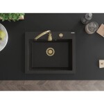 MEXEN/S MEXEN/S - Elix granitový drez 1-miska 600 x 500 mm, čierna/zlatá metalik, sifón zlatá 6525601005-75-G