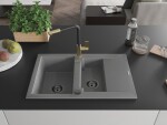 MEXEN/S MEXEN/S - Gaspar granitový drez 1.5 s odkvapkávačom vrátane batérie Flora, šedá 6507-71-670401-57-B