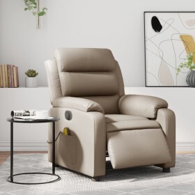 VidaXL Rozkładany fotel masujący, elektryczny, cappuccino, ekoskóra