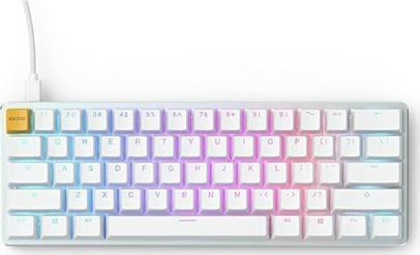 Glorious GMMK Compact White Ice Edition US biela / herná klávesnica / Gateron Brown / USB-C / US layout / RGB / 1.8m (GLO-GMMK-COM-BRN-W)