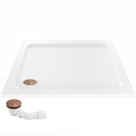 REA/S - Sprchová akrylová vanička Belmond White 80x80 Krytka kartáčovaná meď KPL-04370