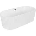 MEXEN/S - Paola voľne stojaca vaňa reliéf 150 x 75, biela mat, sifón a prepad grafit kartáčovaná 52721507501-66