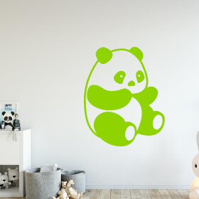 Veselá Stena Samolepka Roztomilá panda Farba: zelená, Veľkosť: 80 x 64 cm