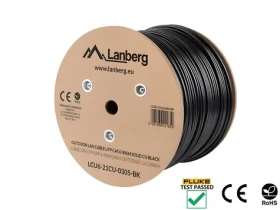 Lanberg LCU6-21CU-0305-BK čierna / Sieťový kábel / Cat6 / U/UTP / 305 m / vonkajšie / CU / Fluke Test (LCU6-21CU-0305-BK)