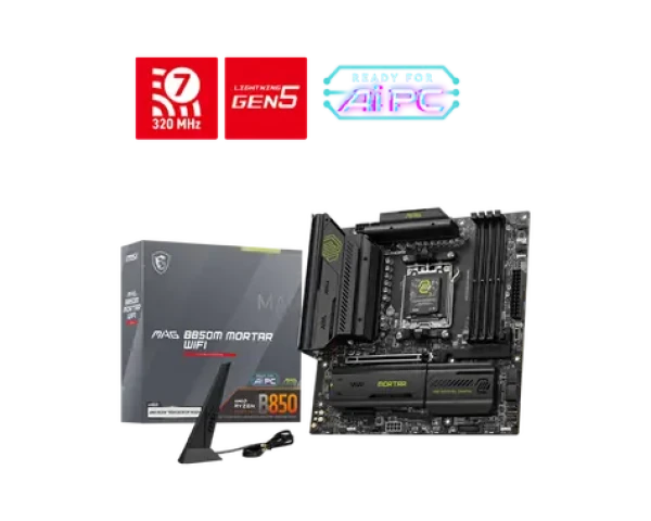 MSI MAG B850 MORTAR WIFI / B850 / 4X DDR5 / 1x 5GLAN / Wi-Fi7 / mATX (MAG B850M MORTAR WIFI)