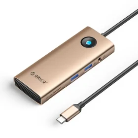 Orico USB-C hub 8v1 / USB-C hub / 2x USB-A 3.0 / USB-C PD 100W / HDMI 4K 60Hz / RJ45 Gigabit (ORICO-PW11-8PM-RG-EP)