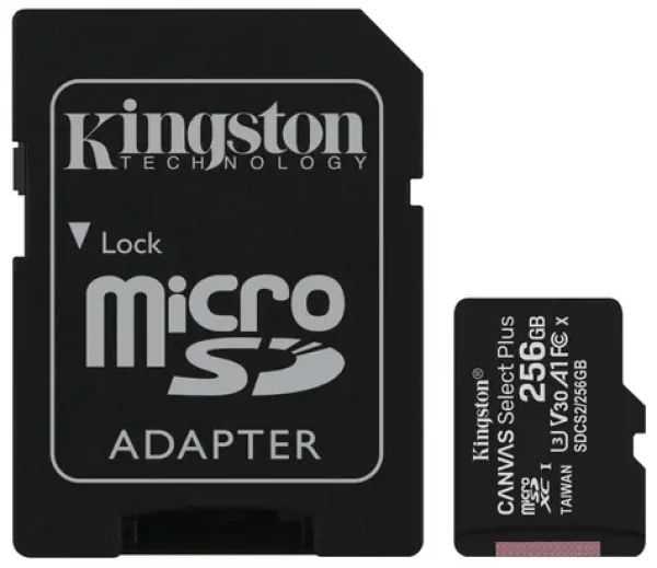 Kingston Canvas Plus microSDXC 256GB s adaptérom / UHS-I V10 / U1 / Class 10 (SDCS2/256GB)