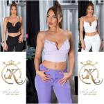 Sexy Koucla Musthave Crop Top with ruffled band lilac Einheitsgroesse