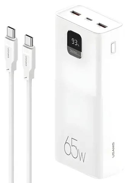 USAMS US-CD185 biela / Powerbanka / 30 000 mAh / 65W QC3.0 + PD / 2x USB-A, USB-C (ATXLOGTCTG02)
