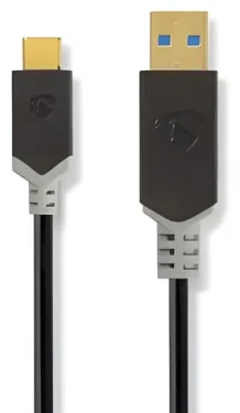 Nedis USB-A - USB-C antracit / Kábel / USB 3.2 Gen 1 / 60 W / 5 Gbps / 1 m / pozlátené konektory (CCBW61600AT10)
