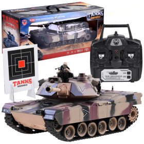 Mamido Veľký diaľkovo ovládaný tank US M1A2 na diaľkové ovládanie strieľa 1:18 RC0252MO
