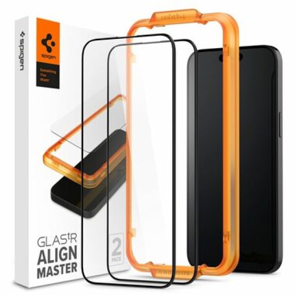 Spigen Glass tR AlignMaster 2 Pack ochranné sklo pre Apple iPhone 15 Pro FC čierna / 2 ks (AGL06895)