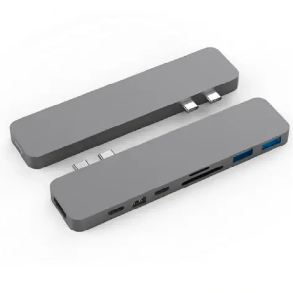 Hyper HyperDrive HY-GN28D-GRAY dokovacia stanica šedá / Thunderbolt 3 / 2x USB C / HDMI / miniDP / microSD (HY-GN28D-GRAY)