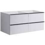 CERANO - Kúpeľňová skrinka pod umývadlo s úchytkou Velora - biela matná, čierna úchytka - 138x53x46,5 CER-664888
