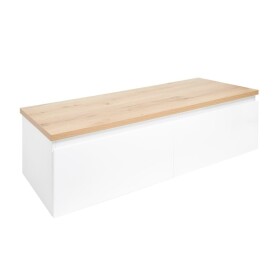 Kúpeľňová skrinka s krycou doskou SAT B-WAY 119x30x45 cm biela lesk BWAY120WDOAK BWAY120WDOAK