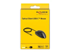 DeLock čierna / Myš / Optická / USB-C / 1200 DPI / tichý klik / drôtová (12114)