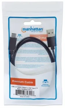 Manhattan Kábel USB 2.0 A - USB 3.1 C/M/M čierny / 1m (353298-MA)