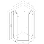 MEXEN/S - Lunar sprchovací kút päťboký krídlový ľavá 100 x 90, transparent, grafit kartáčovaná 831-100L-090P-66-00-L
