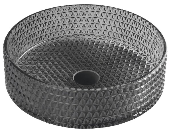 SAPHO - MARAGUA gravírované sklenené umývadlo na dosku priemer 39,5cm, čierna TY214