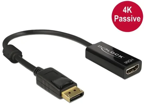 DeLock DisplayPort - HDMI čierna / Adaptér / 4K / 20 cm (62609)