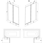 MEXEN - MIST vaňová zástena 140x150 cm 6mm f+s, čierna, dekor, ľavá 8A9-140-011-70-77-L