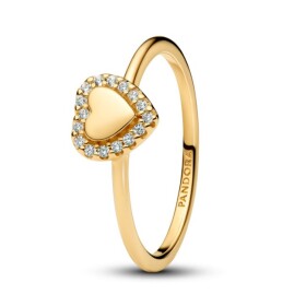 Pandora Romantický pozlátený prsteň Srdce s aureolou Shine Timeless 163801C01 60 mm