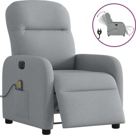 VidaXL vidaXL Rozkładany fotel masujący, elektryczny, jasnoSivý, tkanina