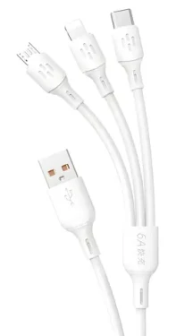 Dudao L8A biela / Dátový kábel / 3v1 / USB-C / MicroUSB / Lightning / 480 Mb / s / 1,2 m