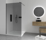 CERANO - Sprchová zástena Walk-in Onyx Round Ľ/P - 8 mm - guľatá vzpera - čierna matná, grafitové sklo - 120x200 CER-426421