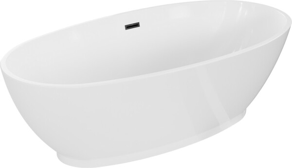 MEXEN/S - Bilbao voľne stojaca vaňa 180 x 90, biela, sifón a prepad čierna 51311809000-70